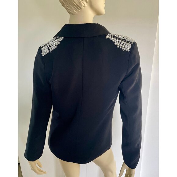 Vintage Blazer, Size S/M, 90s Black Western Style Jacket with Pearl Epaulettes - Picture 4 of 9
